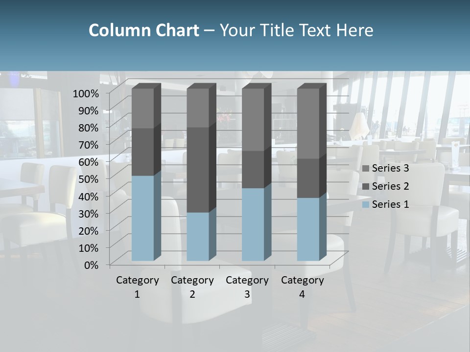 A Restaurant With Tables And Chairs And A Large Window PowerPoint Template
