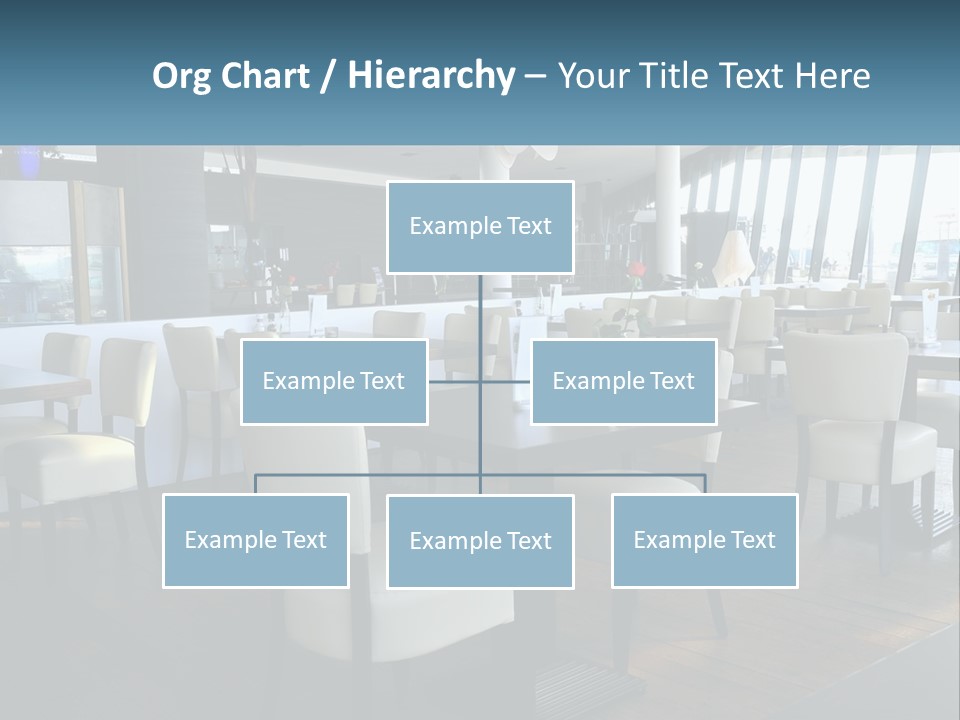 A Restaurant With Tables And Chairs And A Large Window PowerPoint Template