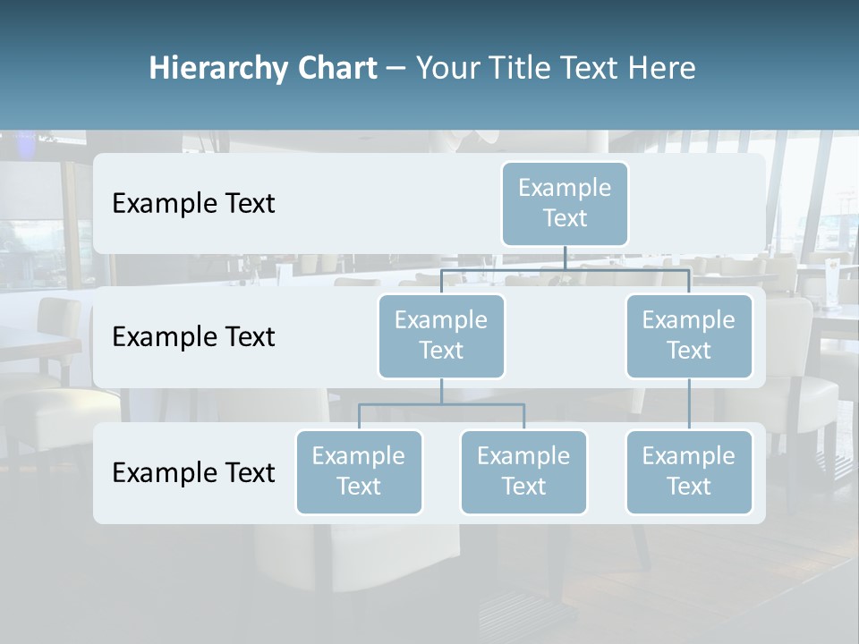 A Restaurant With Tables And Chairs And A Large Window PowerPoint Template