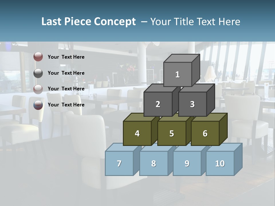 A Restaurant With Tables And Chairs And A Large Window PowerPoint Template