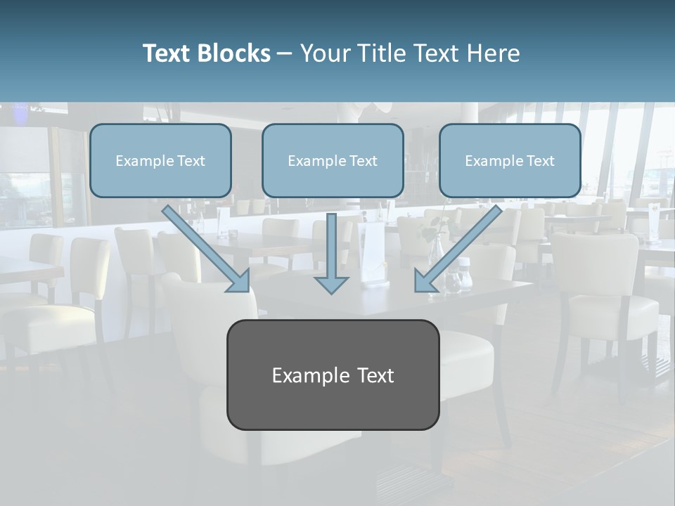 A Restaurant With Tables And Chairs And A Large Window PowerPoint Template