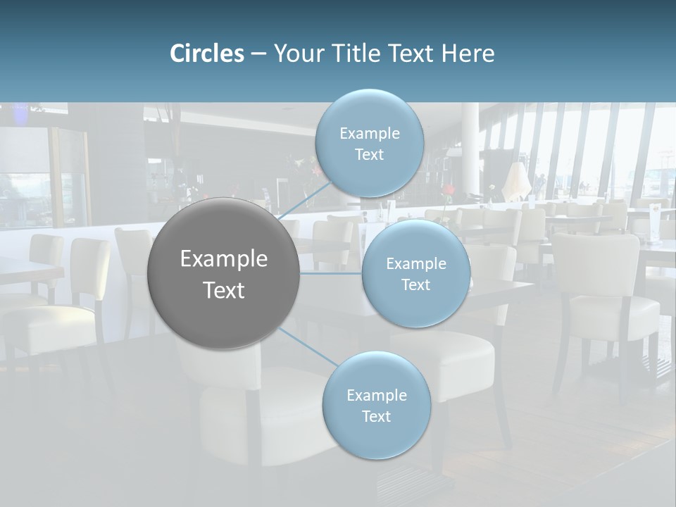 A Restaurant With Tables And Chairs And A Large Window PowerPoint Template