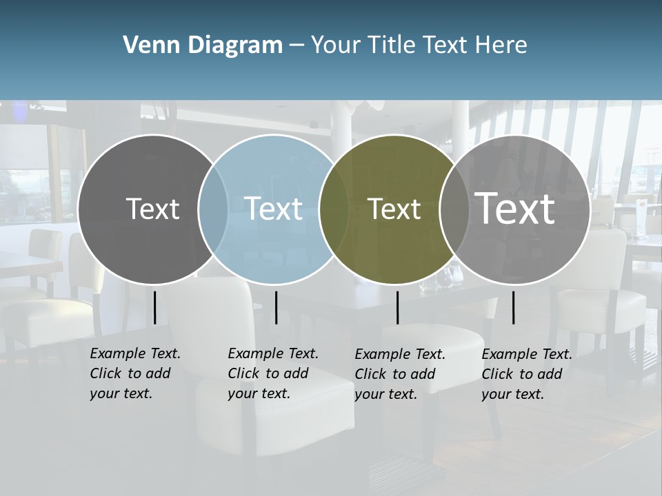 A Restaurant With Tables And Chairs And A Large Window PowerPoint Template