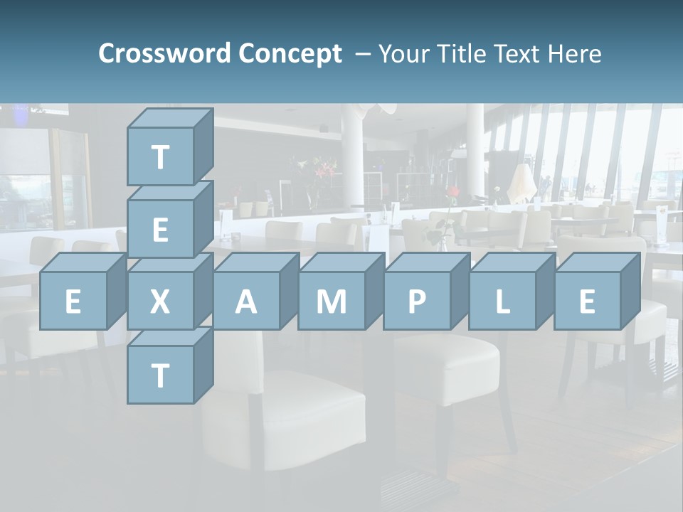A Restaurant With Tables And Chairs And A Large Window PowerPoint Template