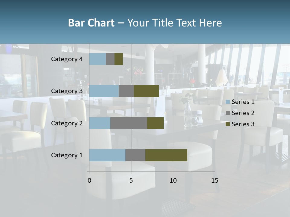 A Restaurant With Tables And Chairs And A Large Window PowerPoint Template