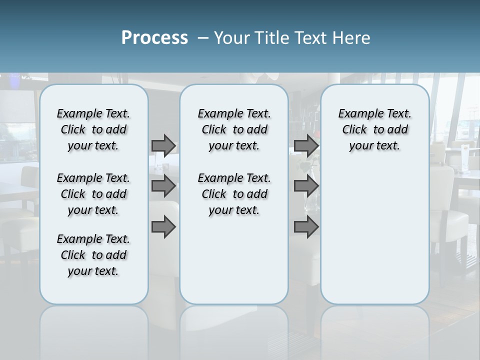 A Restaurant With Tables And Chairs And A Large Window PowerPoint Template