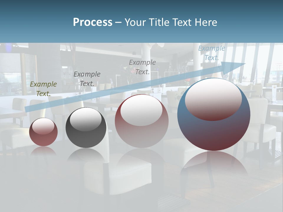 A Restaurant With Tables And Chairs And A Large Window PowerPoint Template