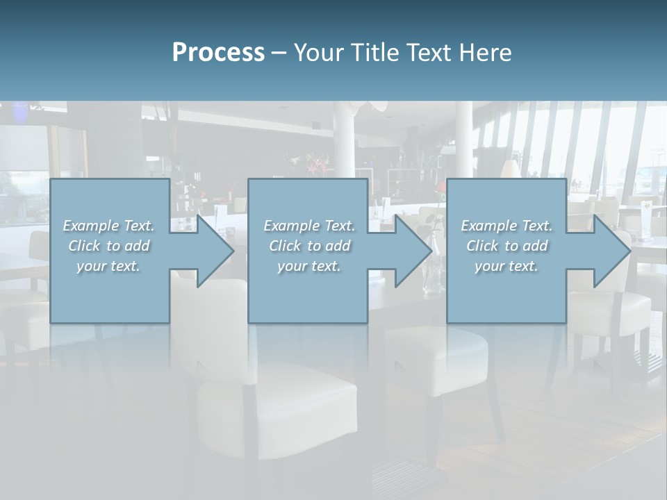 A Restaurant With Tables And Chairs And A Large Window PowerPoint Template