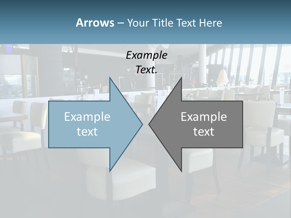 A Restaurant With Tables And Chairs And A Large Window PowerPoint Template