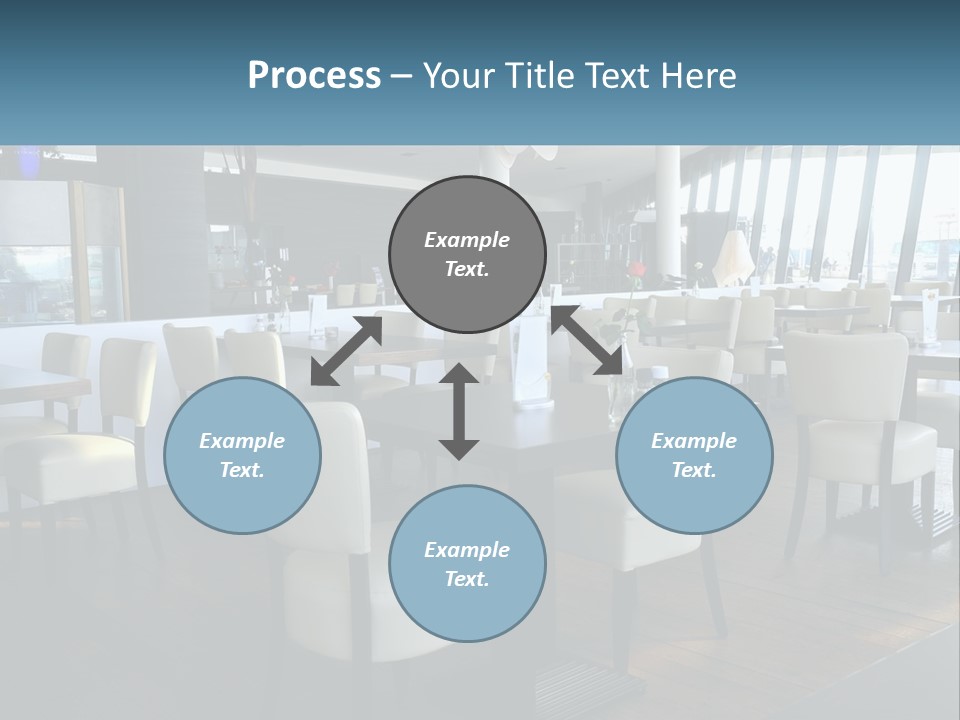 A Restaurant With Tables And Chairs And A Large Window PowerPoint Template