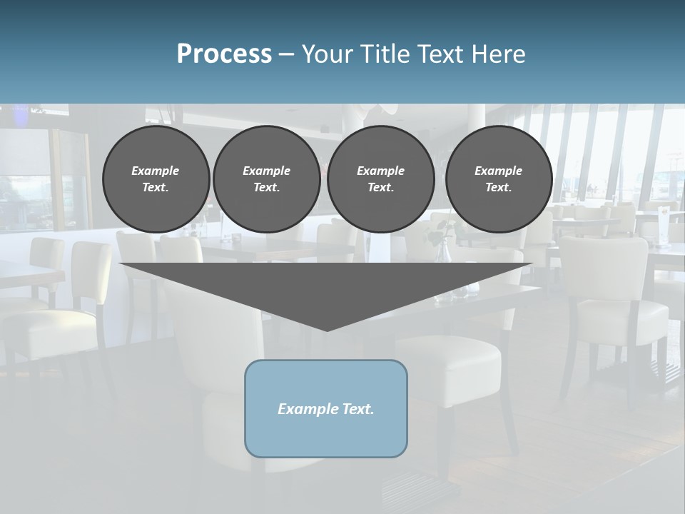 A Restaurant With Tables And Chairs And A Large Window PowerPoint Template