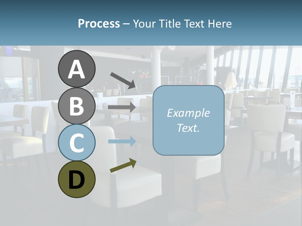 A Restaurant With Tables And Chairs And A Large Window PowerPoint Template