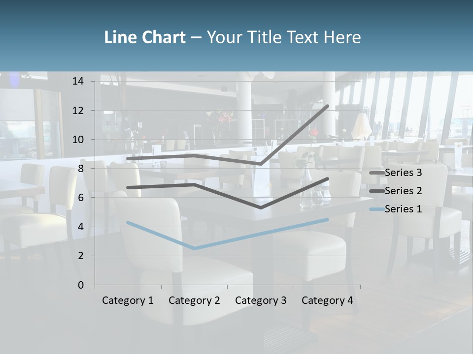 A Restaurant With Tables And Chairs And A Large Window PowerPoint Template