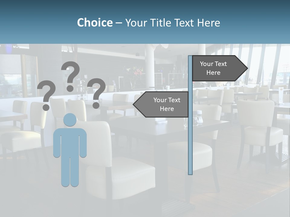 A Restaurant With Tables And Chairs And A Large Window PowerPoint Template