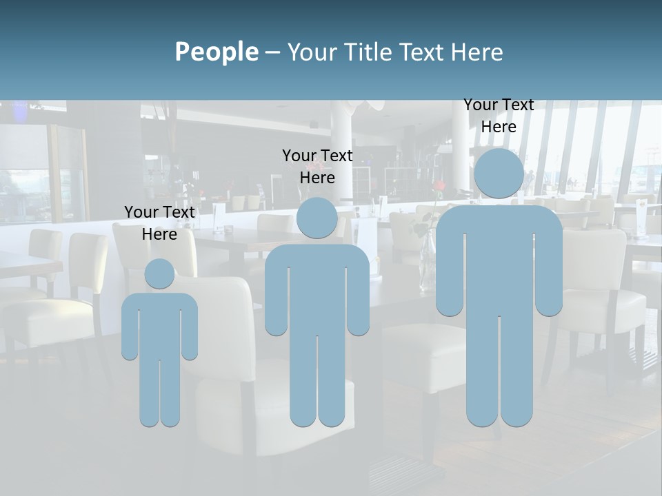 A Restaurant With Tables And Chairs And A Large Window PowerPoint Template