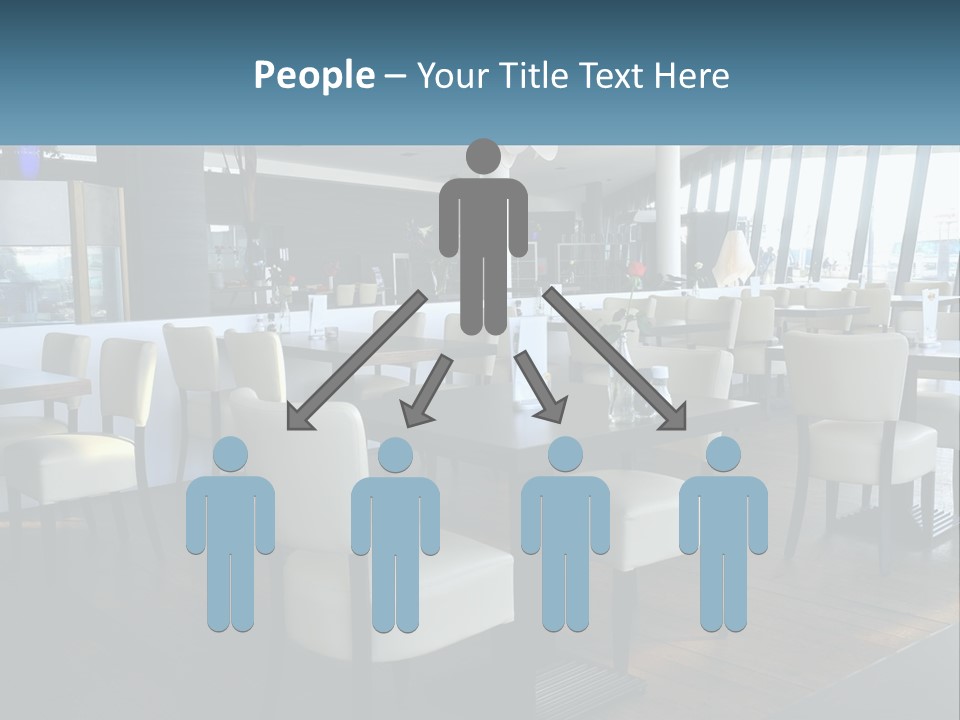 A Restaurant With Tables And Chairs And A Large Window PowerPoint Template