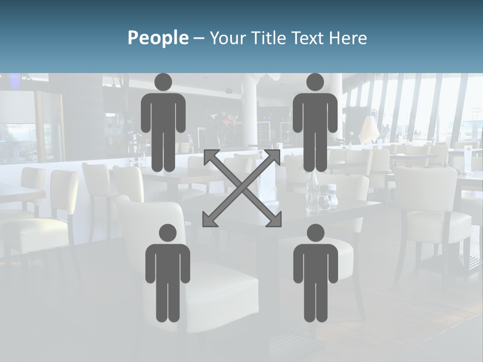 A Restaurant With Tables And Chairs And A Large Window PowerPoint Template