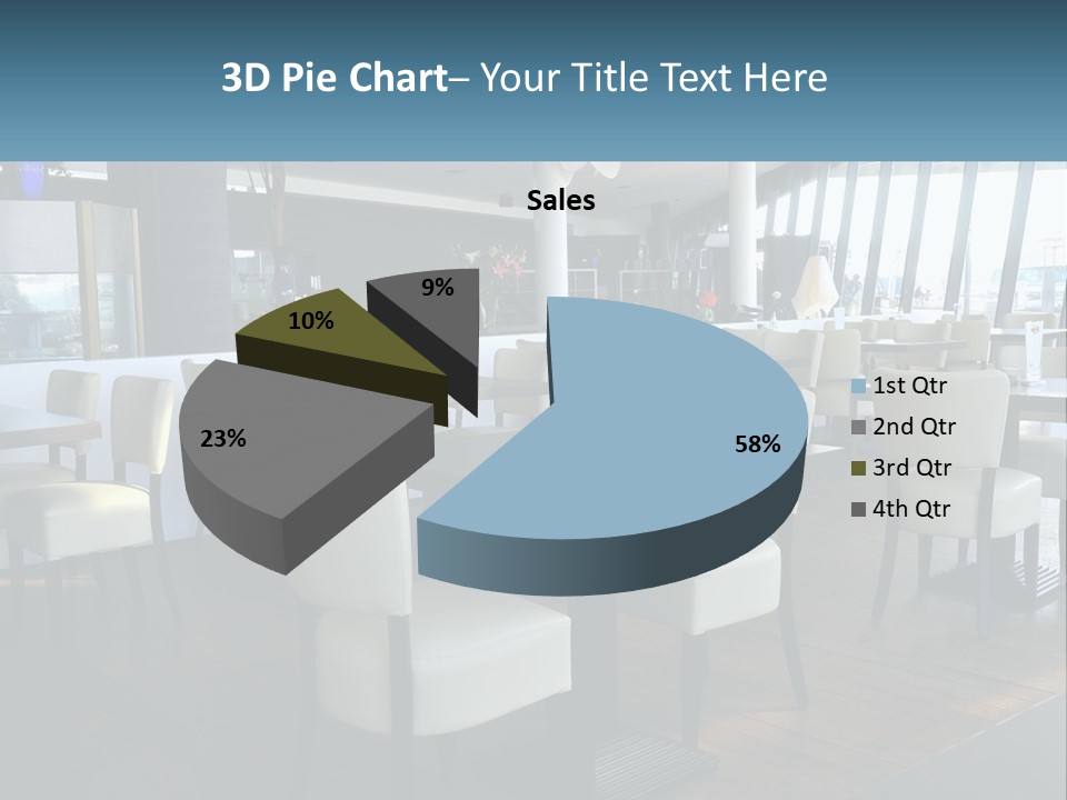 A Restaurant With Tables And Chairs And A Large Window PowerPoint Template
