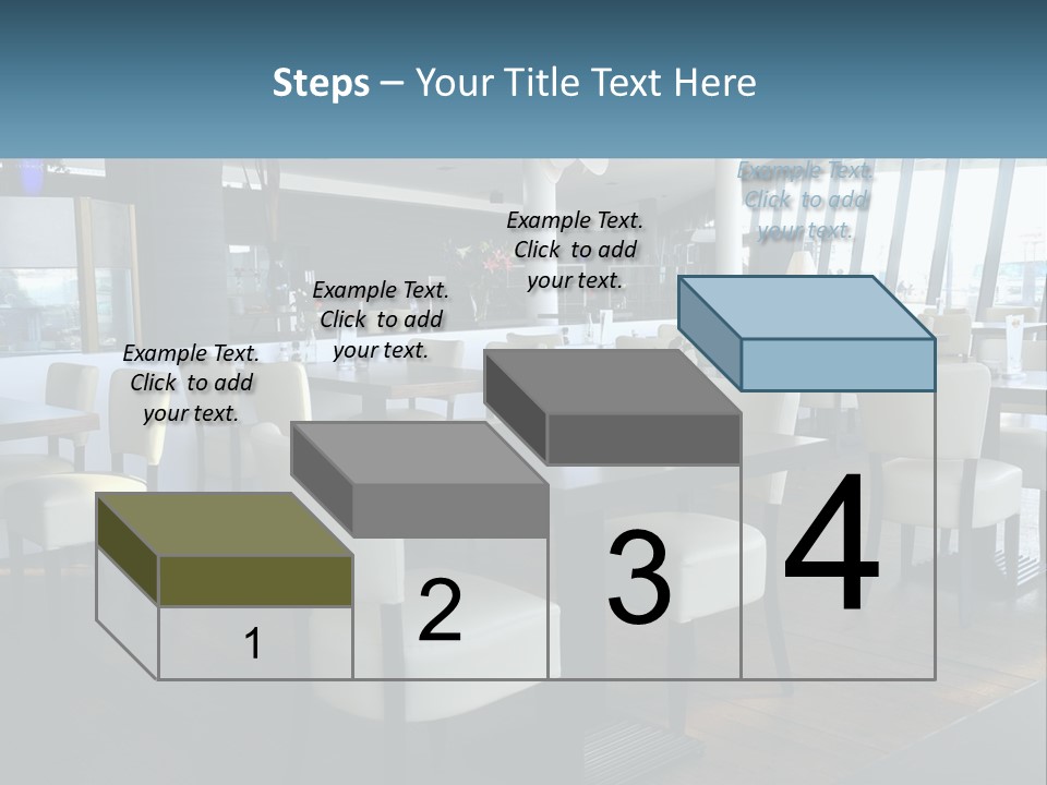 A Restaurant With Tables And Chairs And A Large Window PowerPoint Template