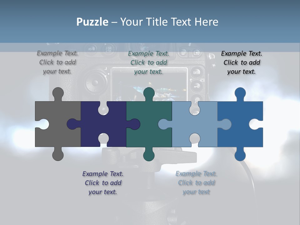 A Video Camera On A Tripod With Blurry Lights In The Background PowerPoint Template