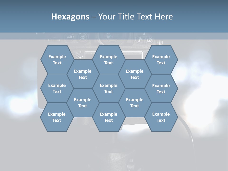 A Video Camera On A Tripod With Blurry Lights In The Background PowerPoint Template