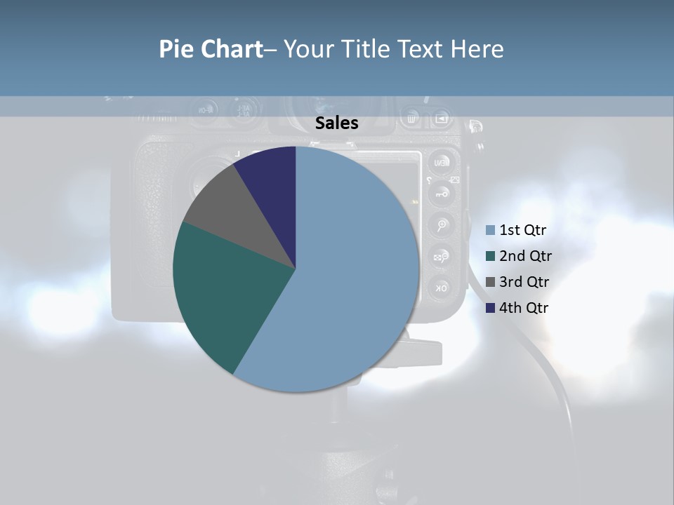 A Video Camera On A Tripod With Blurry Lights In The Background PowerPoint Template