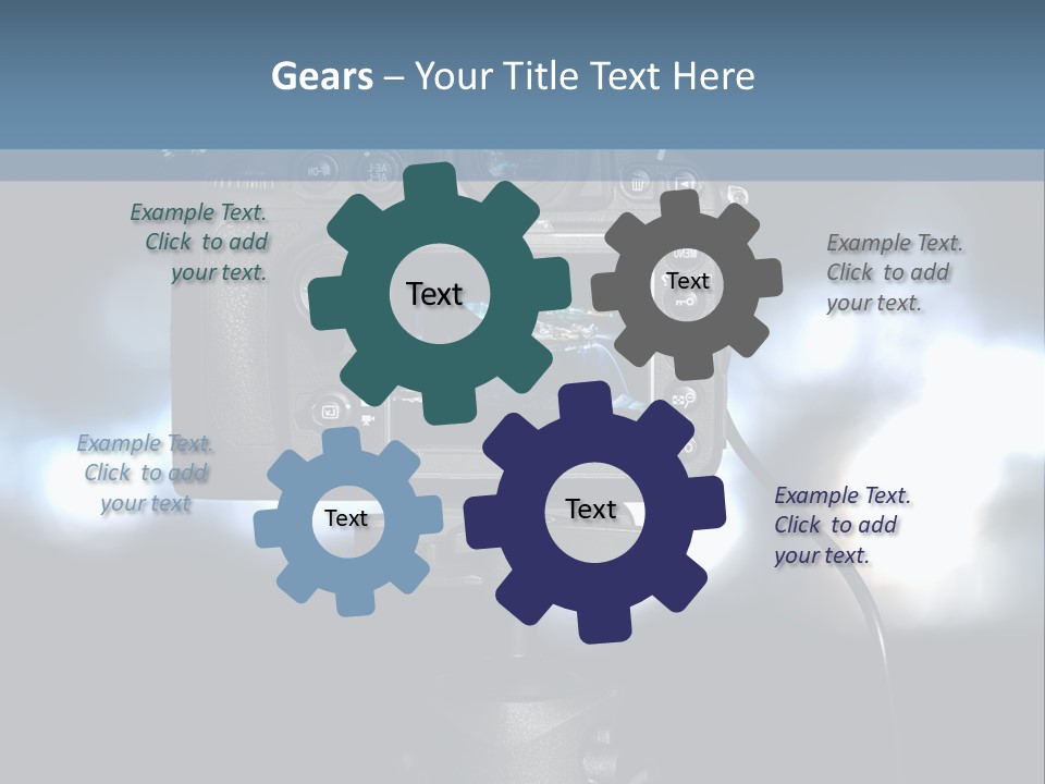 A Video Camera On A Tripod With Blurry Lights In The Background PowerPoint Template