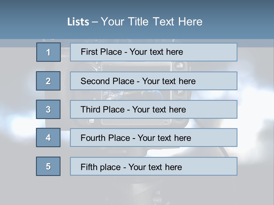 A Video Camera On A Tripod With Blurry Lights In The Background PowerPoint Template