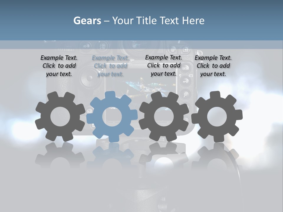 A Video Camera On A Tripod With Blurry Lights In The Background PowerPoint Template