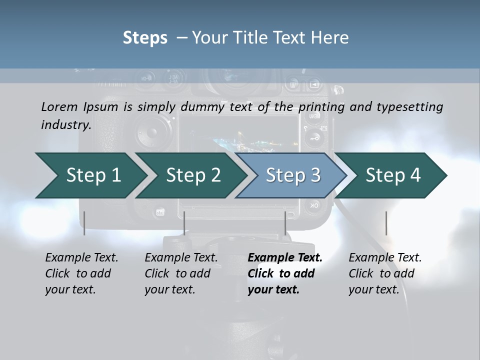 A Video Camera On A Tripod With Blurry Lights In The Background PowerPoint Template