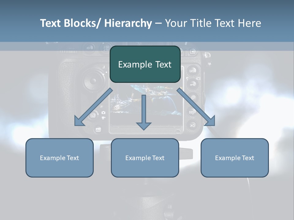 A Video Camera On A Tripod With Blurry Lights In The Background PowerPoint Template