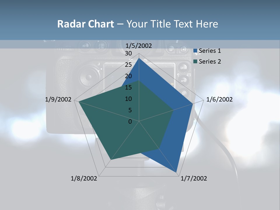A Video Camera On A Tripod With Blurry Lights In The Background PowerPoint Template