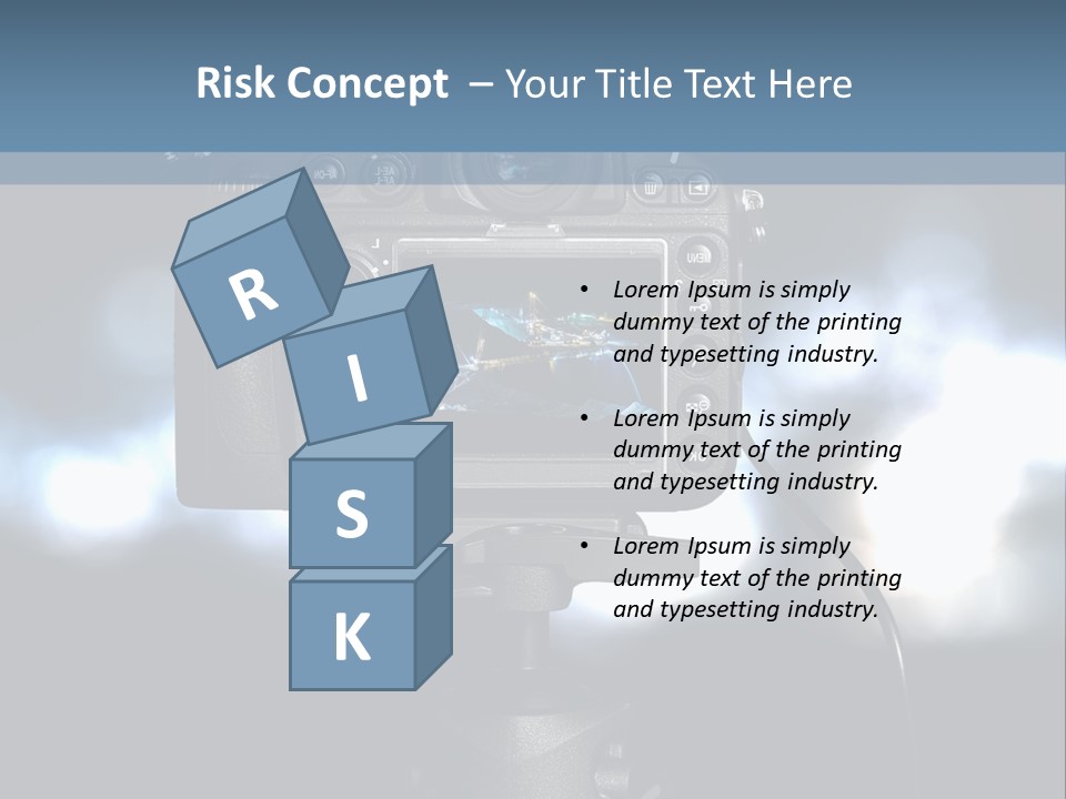 A Video Camera On A Tripod With Blurry Lights In The Background PowerPoint Template