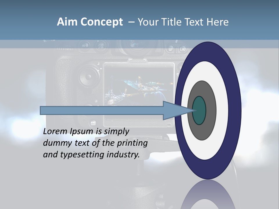 A Video Camera On A Tripod With Blurry Lights In The Background PowerPoint Template