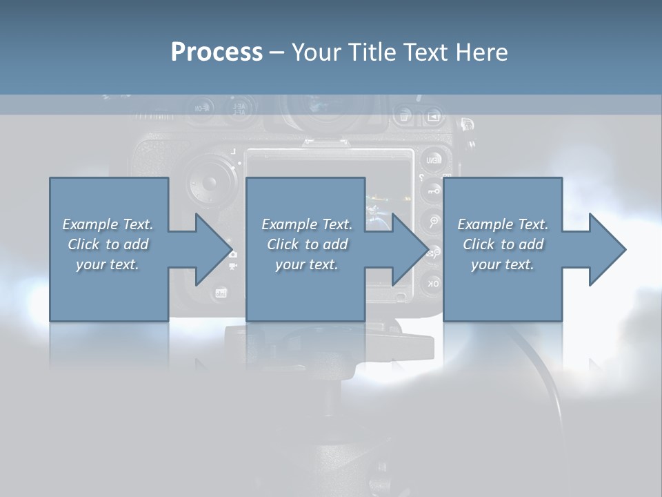 A Video Camera On A Tripod With Blurry Lights In The Background PowerPoint Template