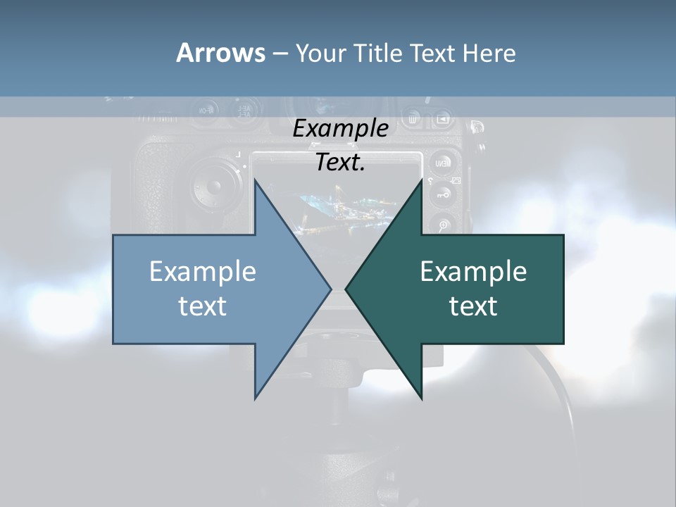 A Video Camera On A Tripod With Blurry Lights In The Background PowerPoint Template