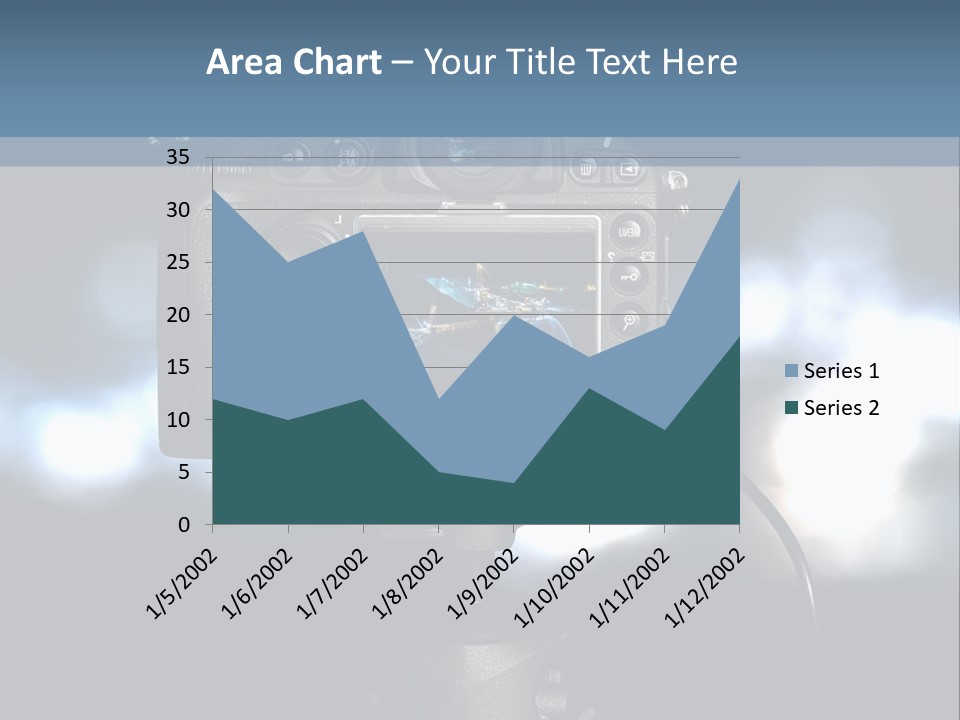 A Video Camera On A Tripod With Blurry Lights In The Background PowerPoint Template