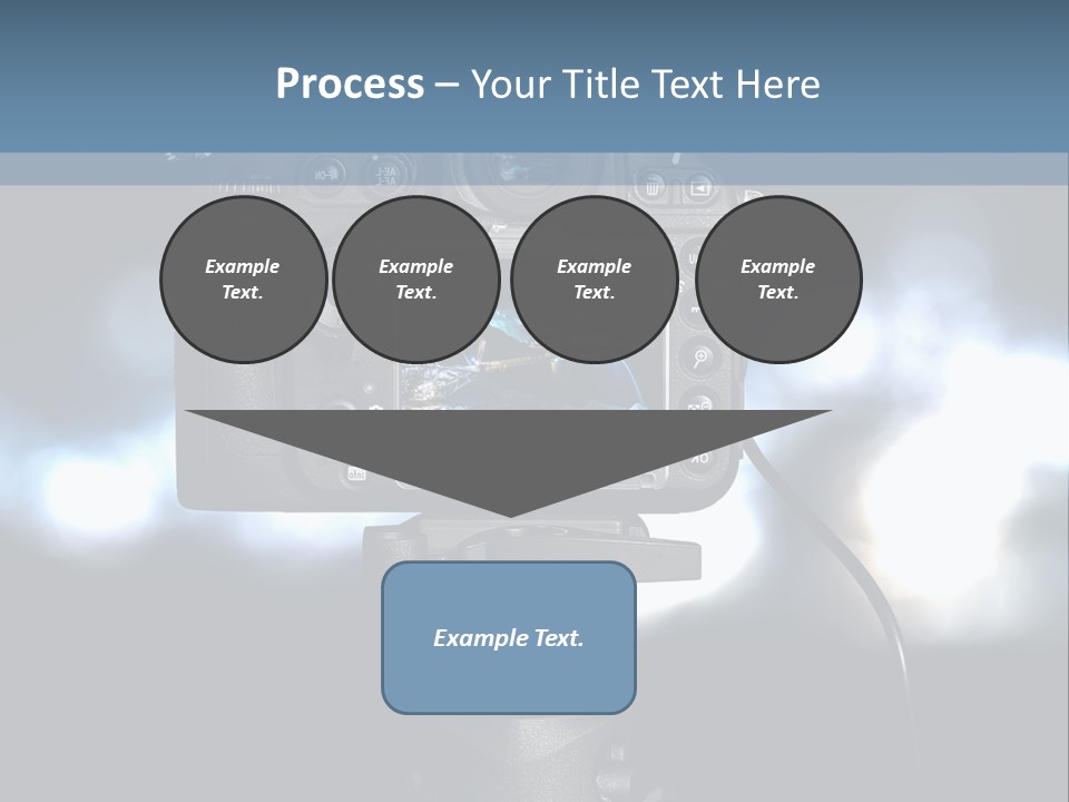 A Video Camera On A Tripod With Blurry Lights In The Background PowerPoint Template