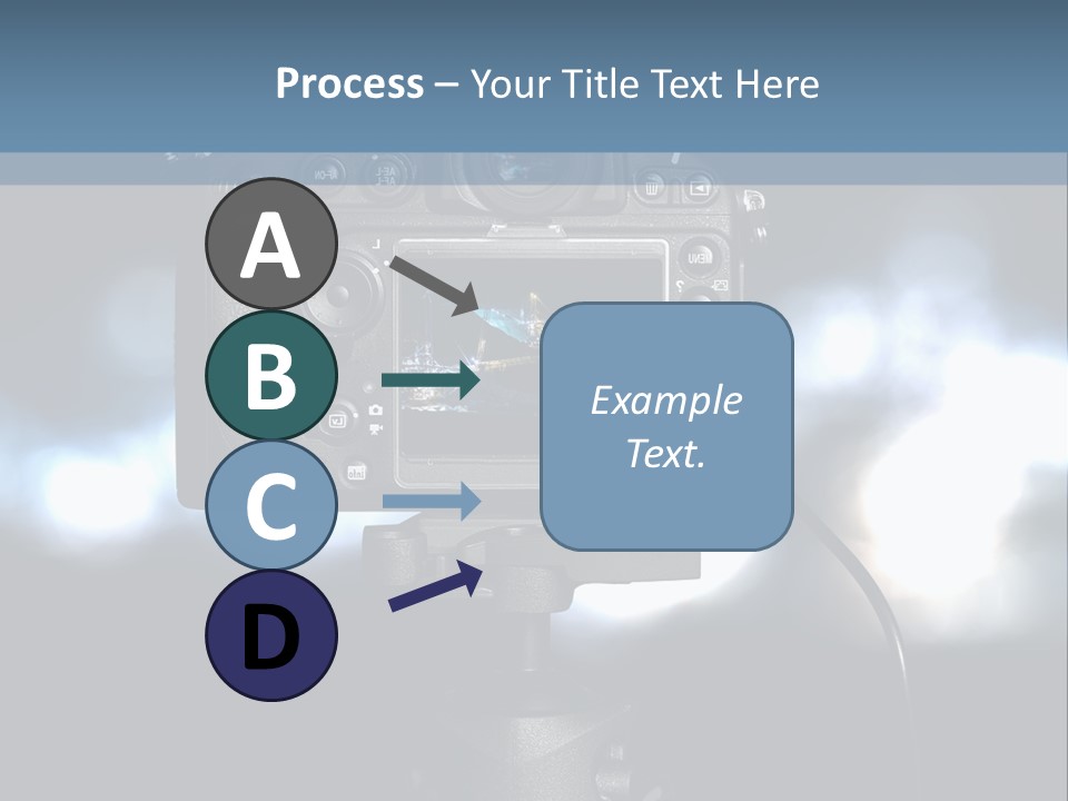 A Video Camera On A Tripod With Blurry Lights In The Background PowerPoint Template