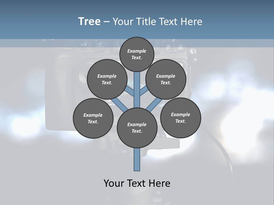 A Video Camera On A Tripod With Blurry Lights In The Background PowerPoint Template