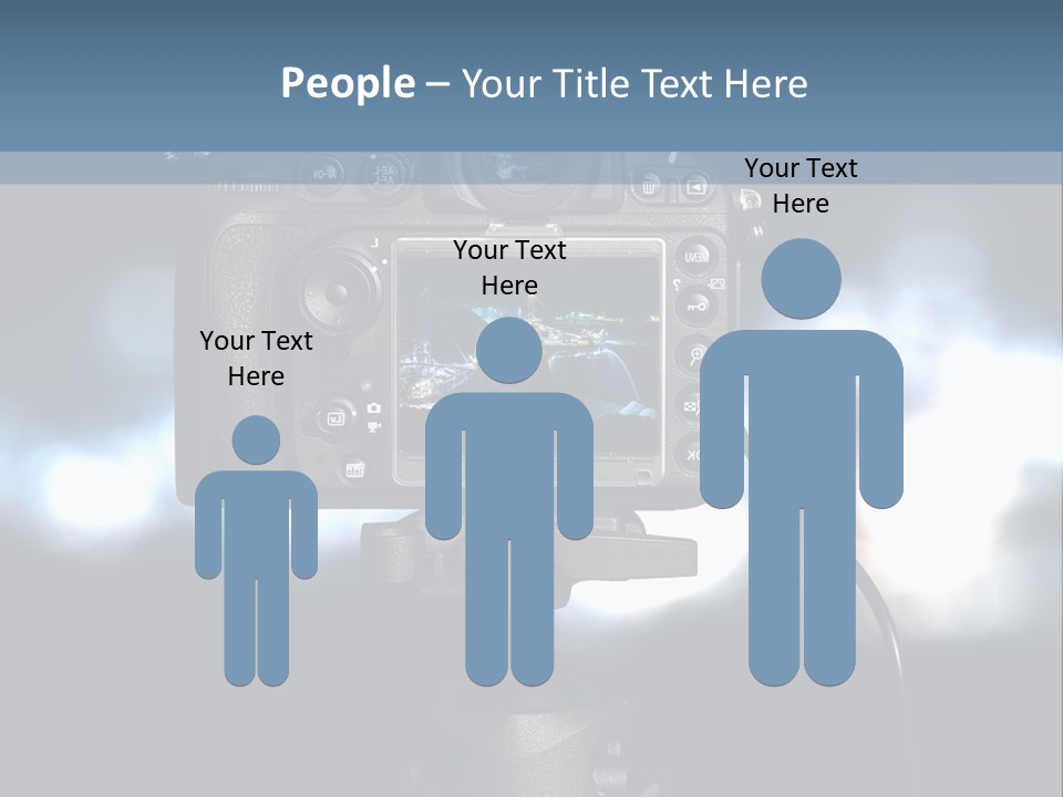 A Video Camera On A Tripod With Blurry Lights In The Background PowerPoint Template