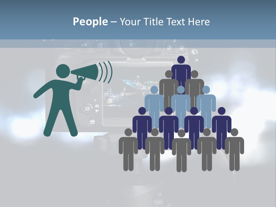 A Video Camera On A Tripod With Blurry Lights In The Background PowerPoint Template