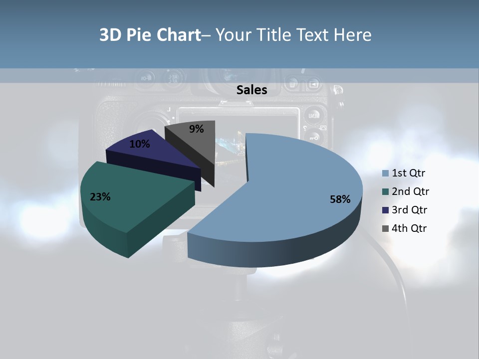 A Video Camera On A Tripod With Blurry Lights In The Background PowerPoint Template