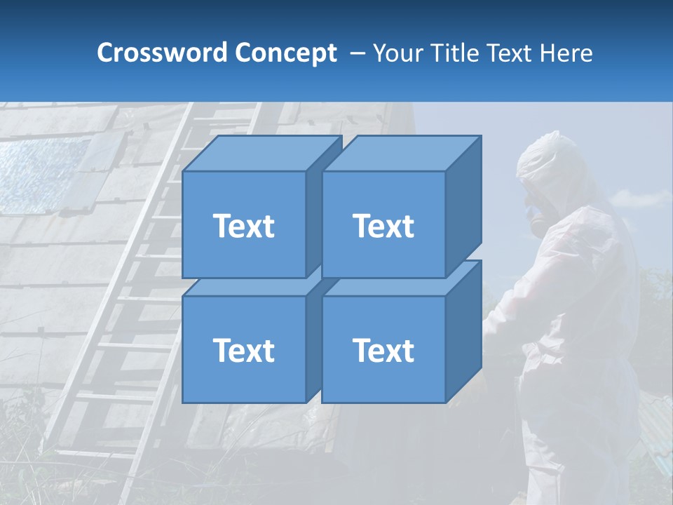 A Man In A White Suit And A Ladder Next To A Building PowerPoint Template