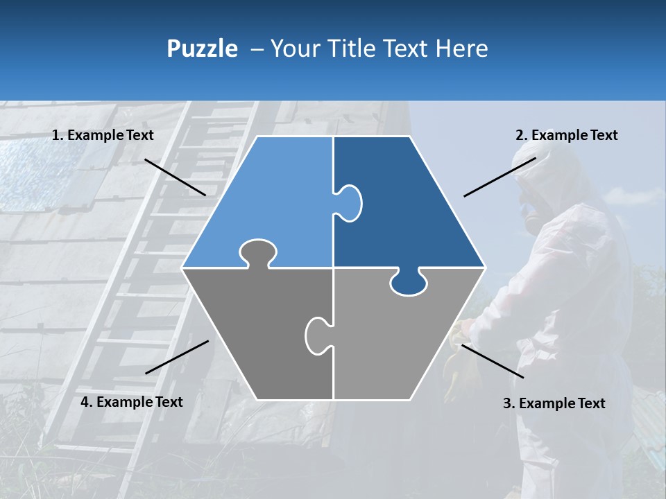 A Man In A White Suit And A Ladder Next To A Building PowerPoint Template