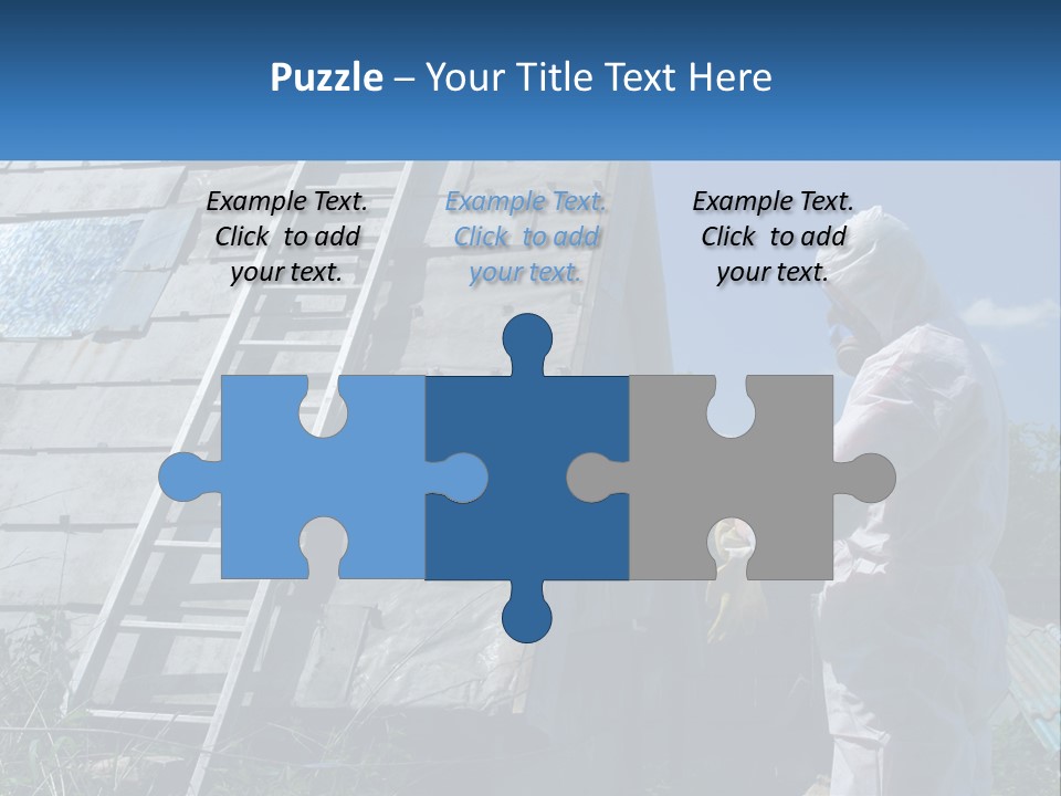 A Man In A White Suit And A Ladder Next To A Building PowerPoint Template