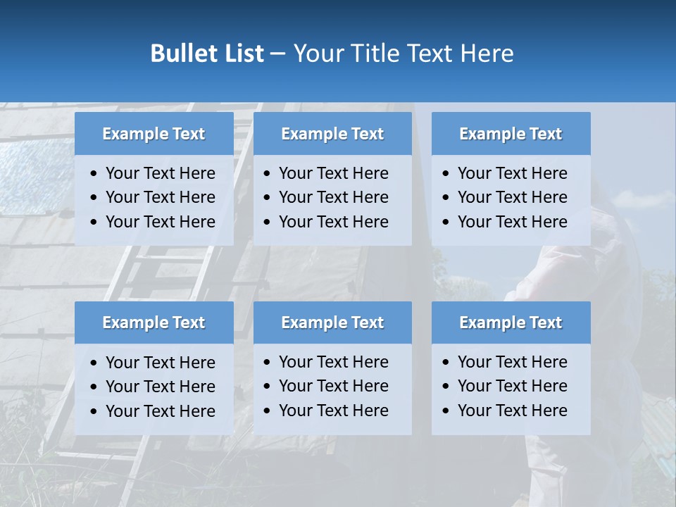A Man In A White Suit And A Ladder Next To A Building PowerPoint Template