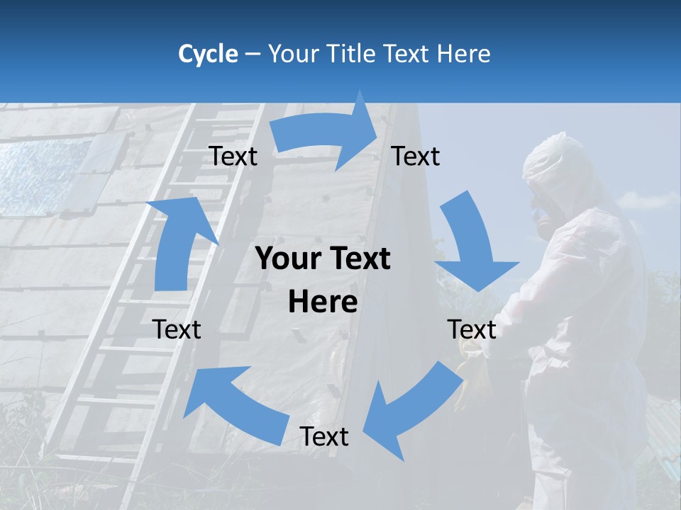 A Man In A White Suit And A Ladder Next To A Building PowerPoint Template