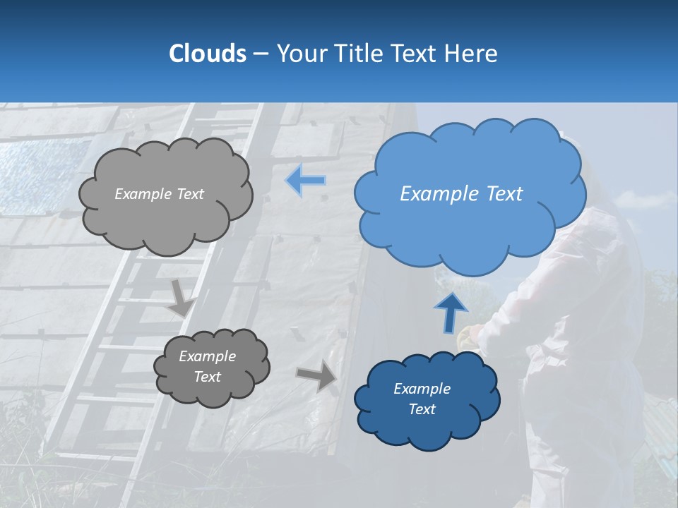 A Man In A White Suit And A Ladder Next To A Building PowerPoint Template