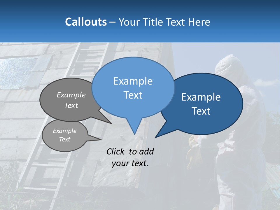 A Man In A White Suit And A Ladder Next To A Building PowerPoint Template